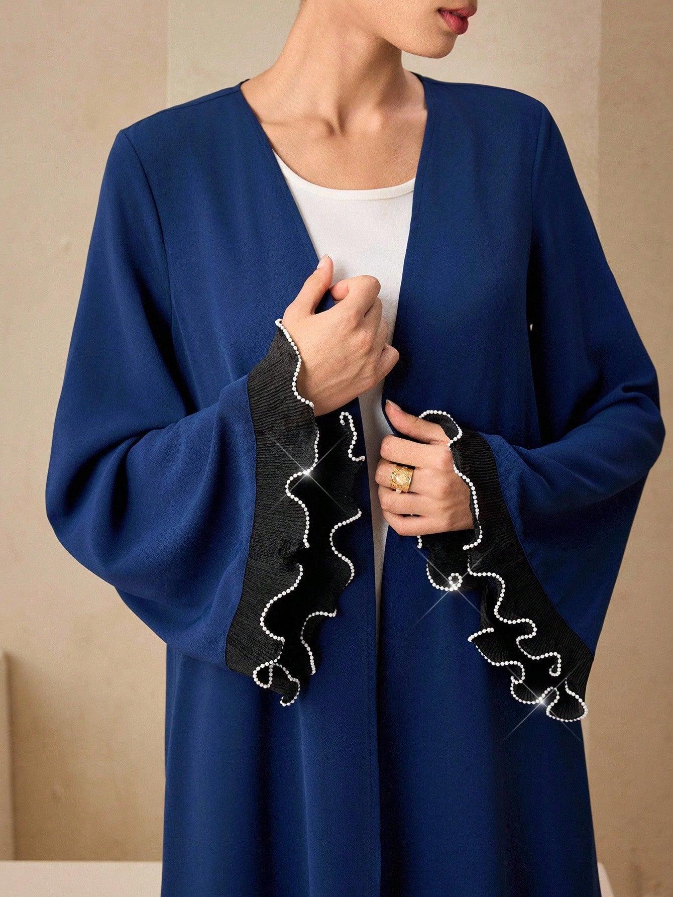 Navy Blue Open-front Abaya
