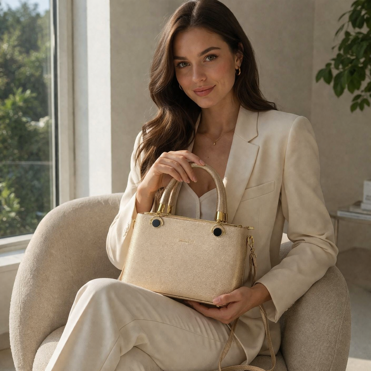 Sophisticated Champagne-Gold Handbag
