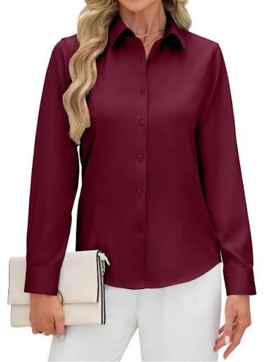 Elegant Burgundy Button-Down Chemise