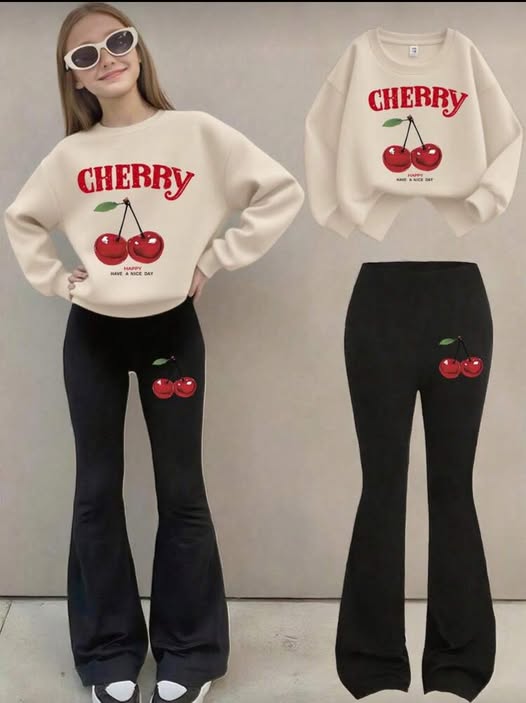 Cherry Two-piece Coordinated Set for Girls