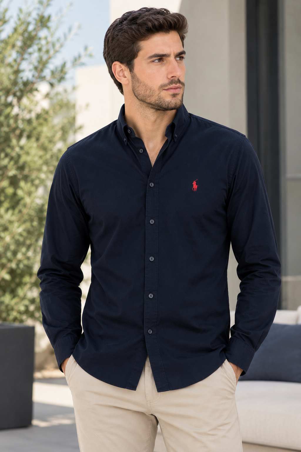 long-sleeve button-down shirt