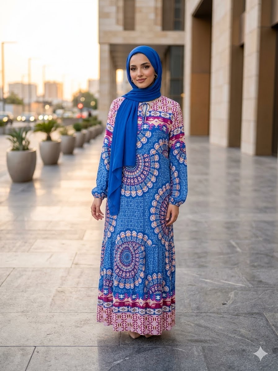 Vibrant bohemian-style maxi dress