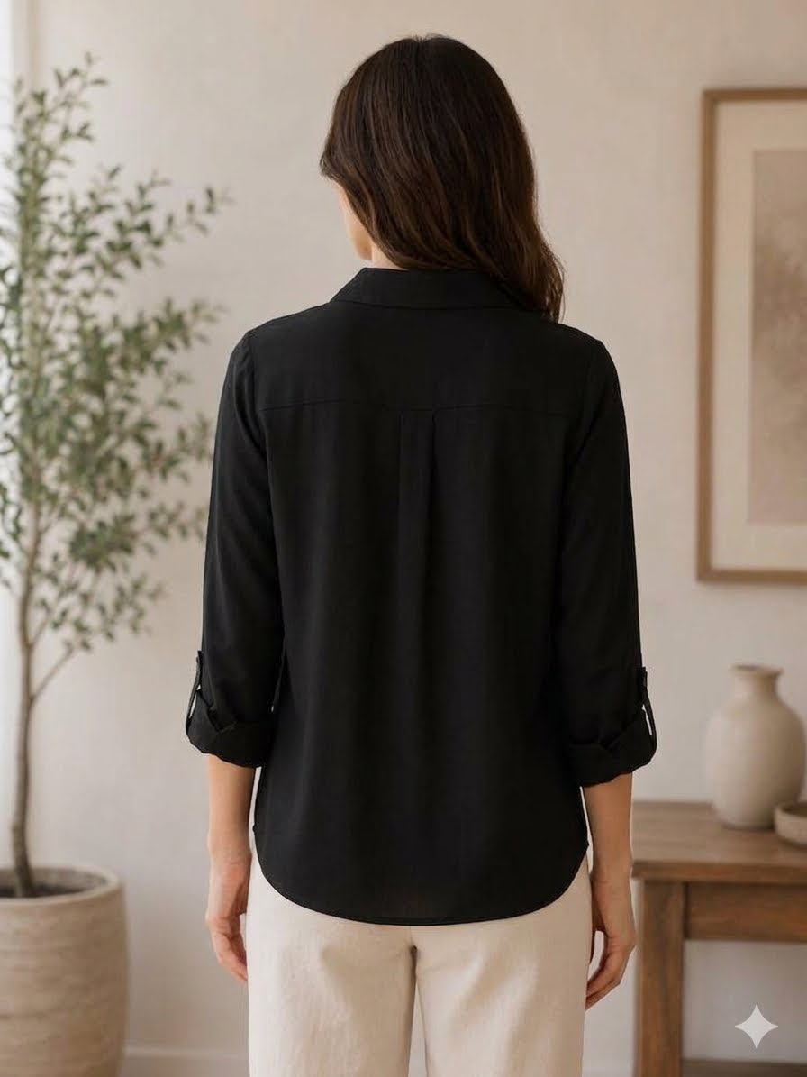Chic black button-down shirt
