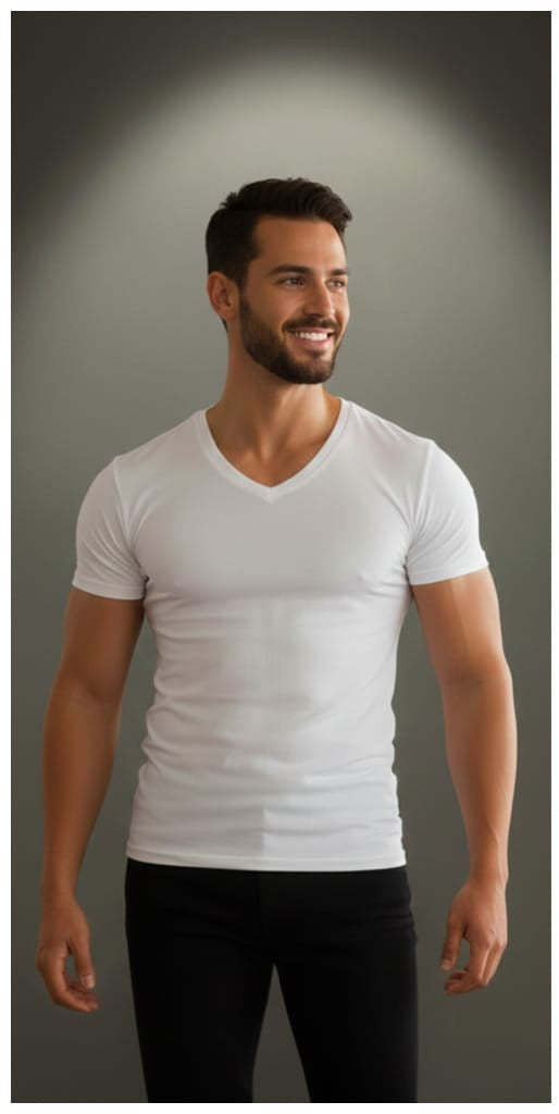 Classic White V-neck T-shirt Cotton Undershirt
