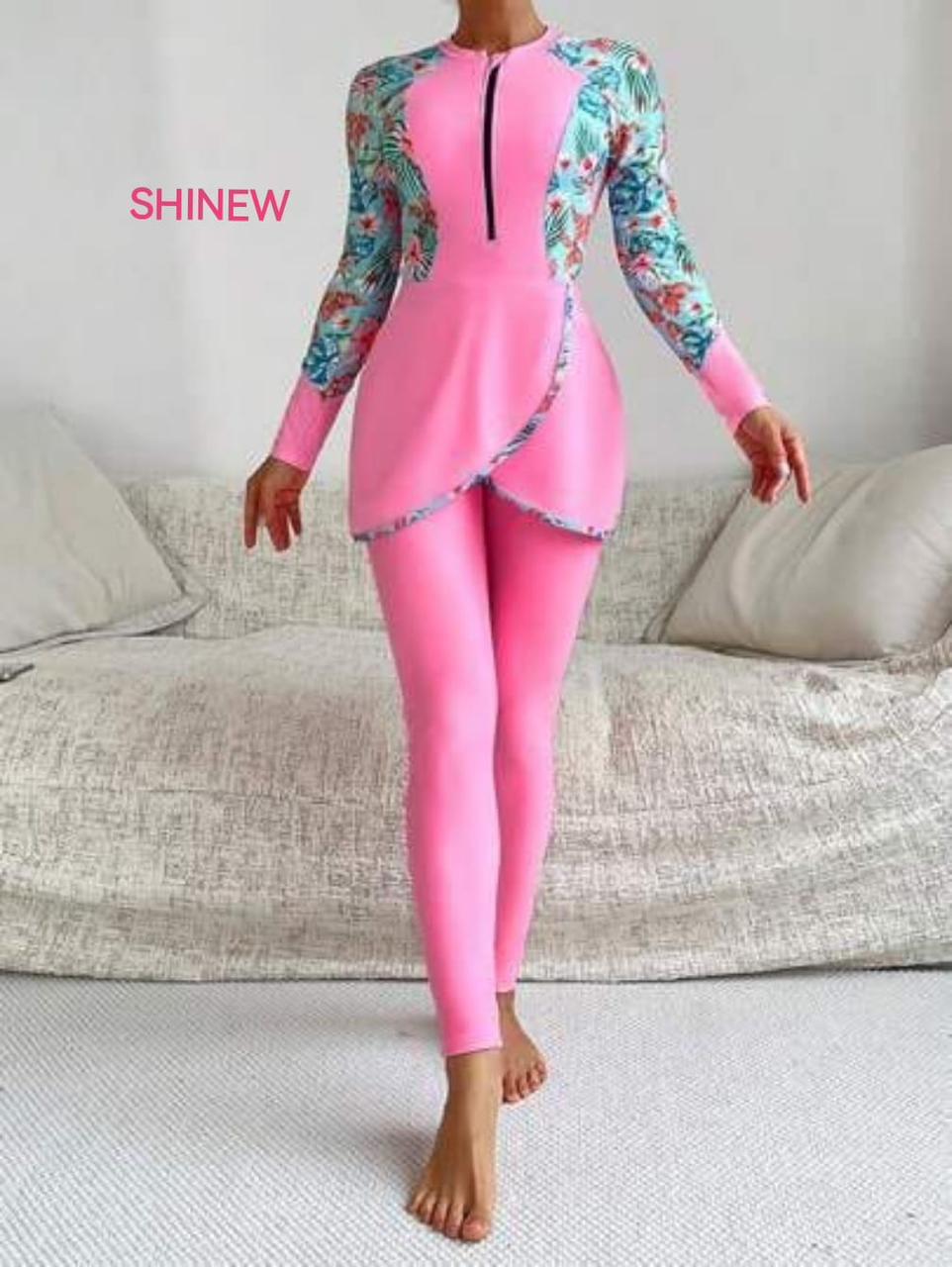 Vibrant three-piece burkini set