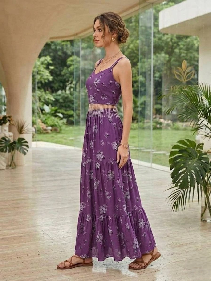 Bohemian-inspired skirt-crop top set