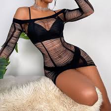 Edgy, sheer black bodycon mini dress