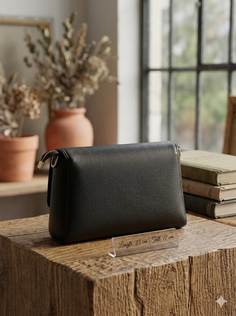 Sleek black clutch handbag