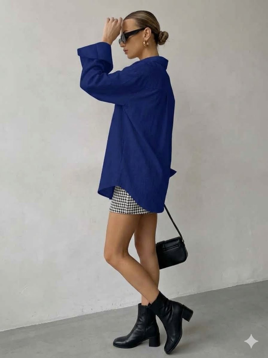 Oversized, button-down chemise