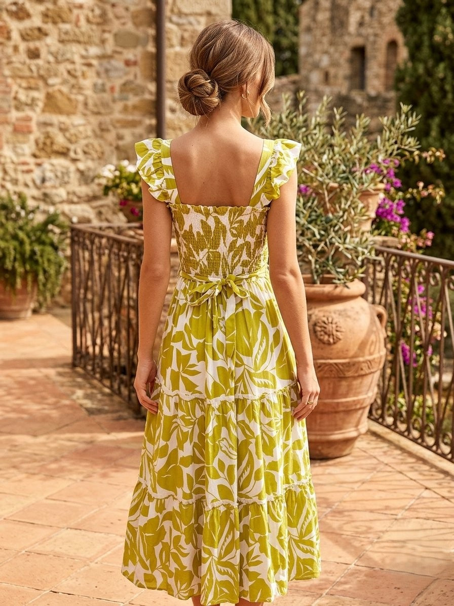 Vacation-ready lime-green maxi dress