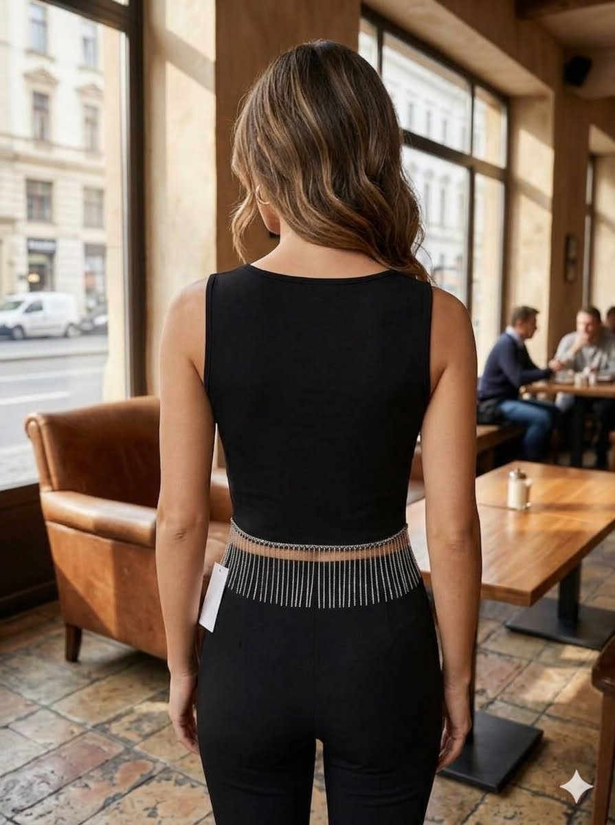 sleeveless black crop top
