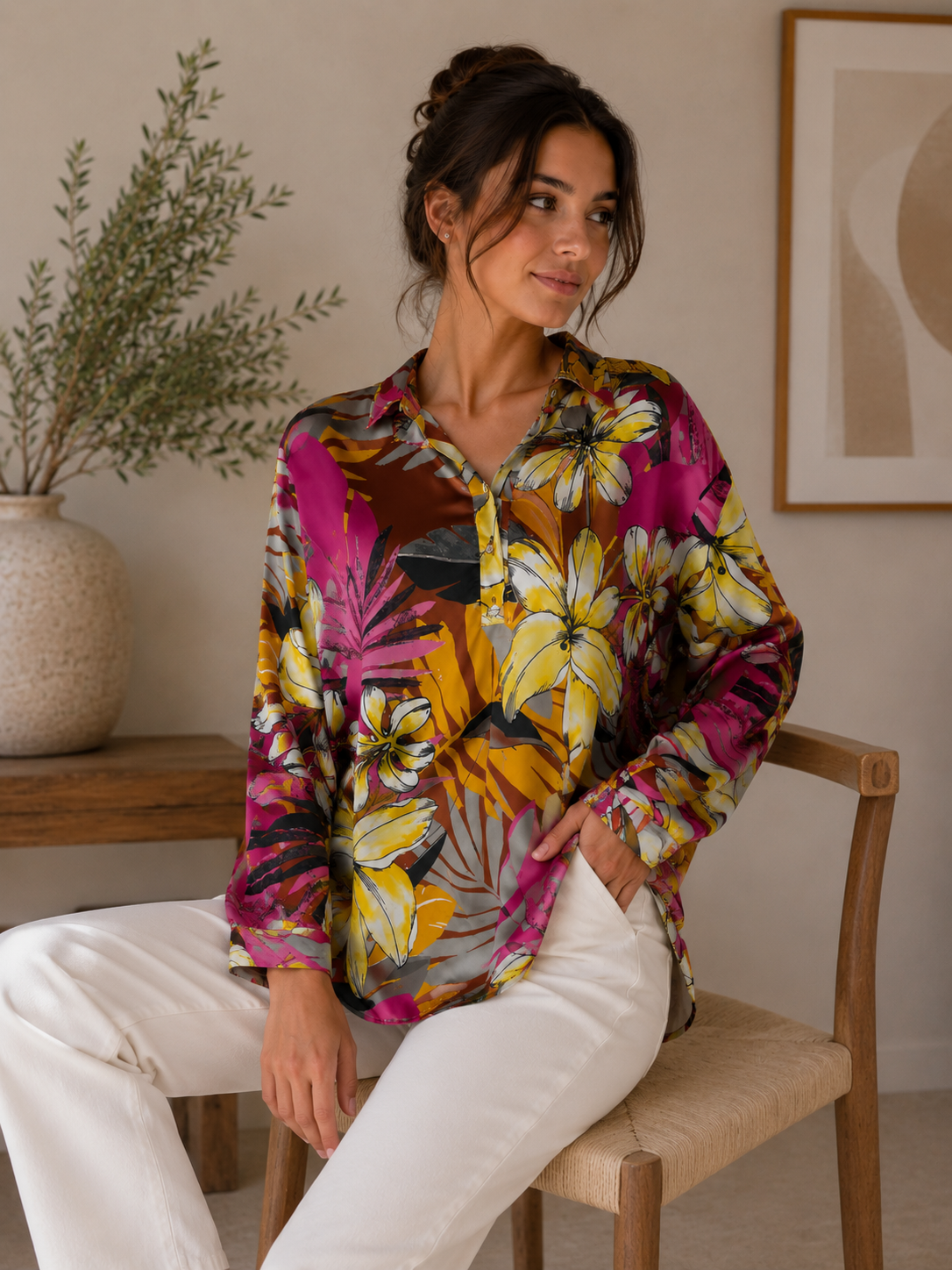 Satin-finish blouse