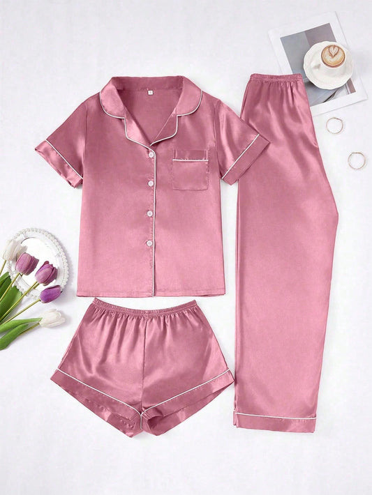 Three-piece Satin Pyjama Set