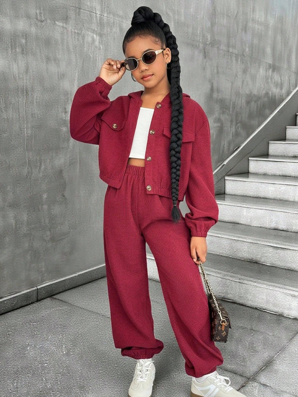Two-piece burgundy set