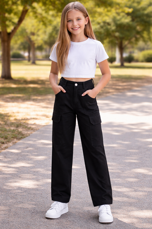 Versatile black cargo pants