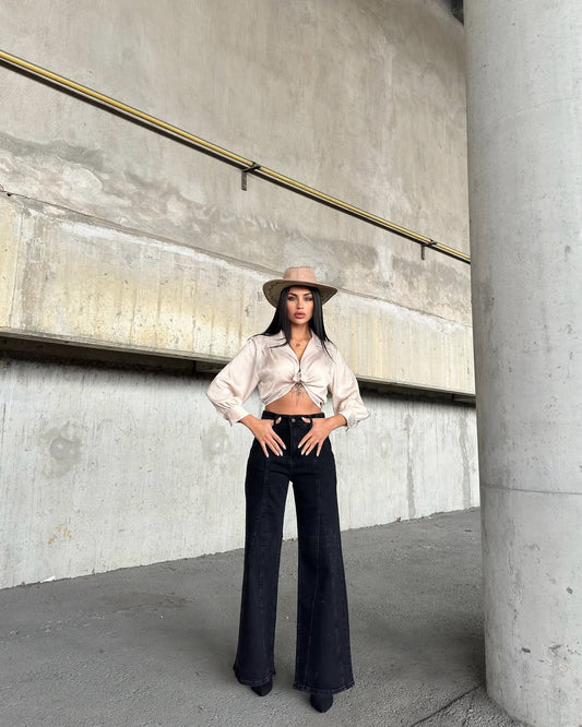 Miele Black Wide-Leg Jeans