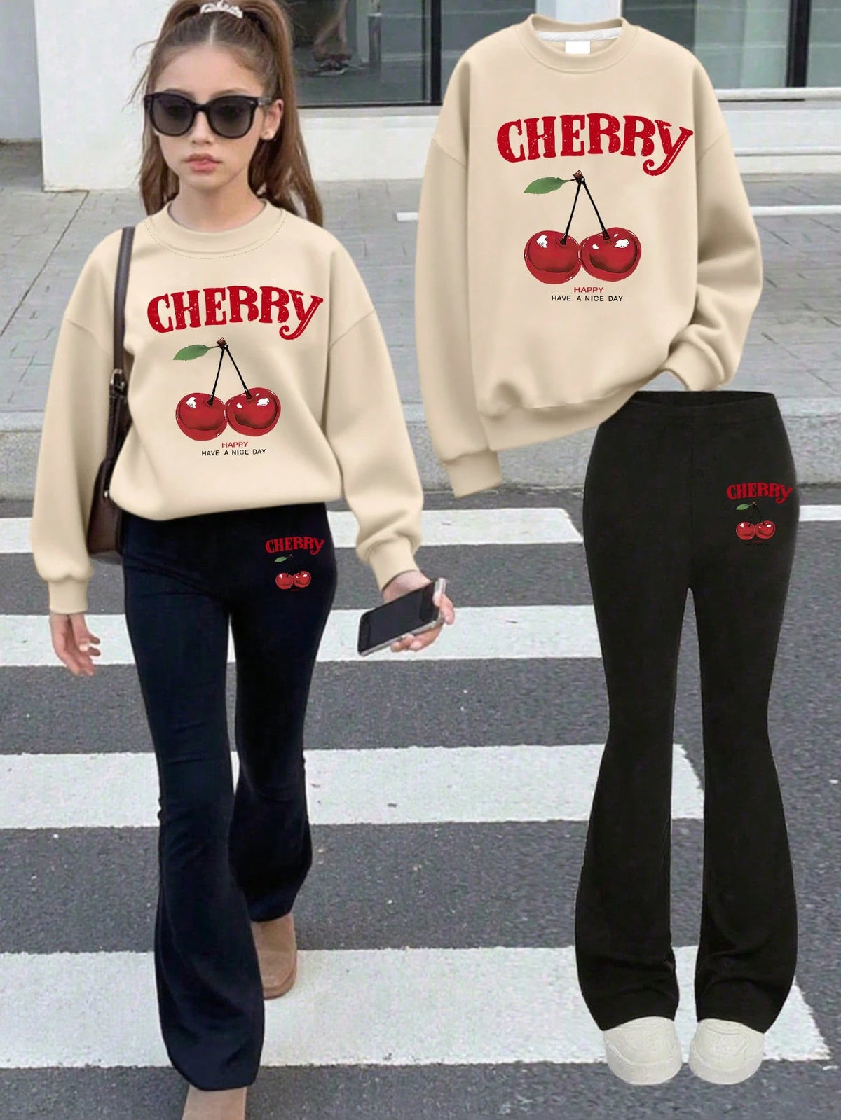 Cherry Two-piece Coordinated Set for Girls