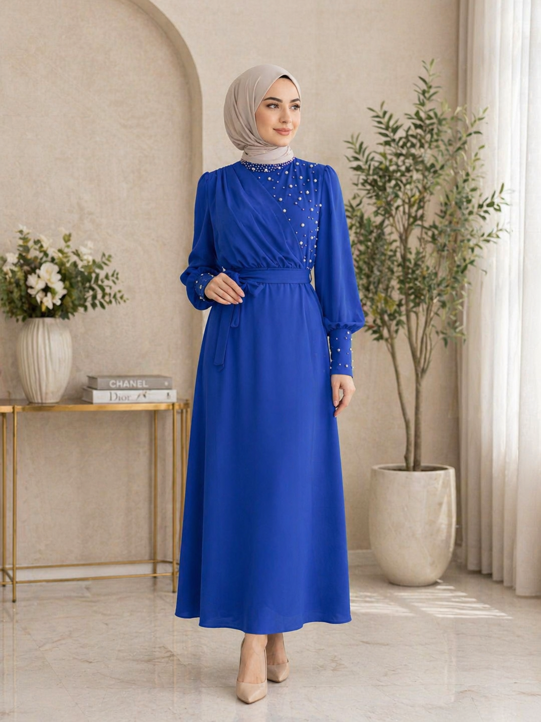 Dress, royal blue maxi dress