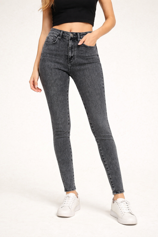 Coral Focus High-Waisted Skinny Jeans