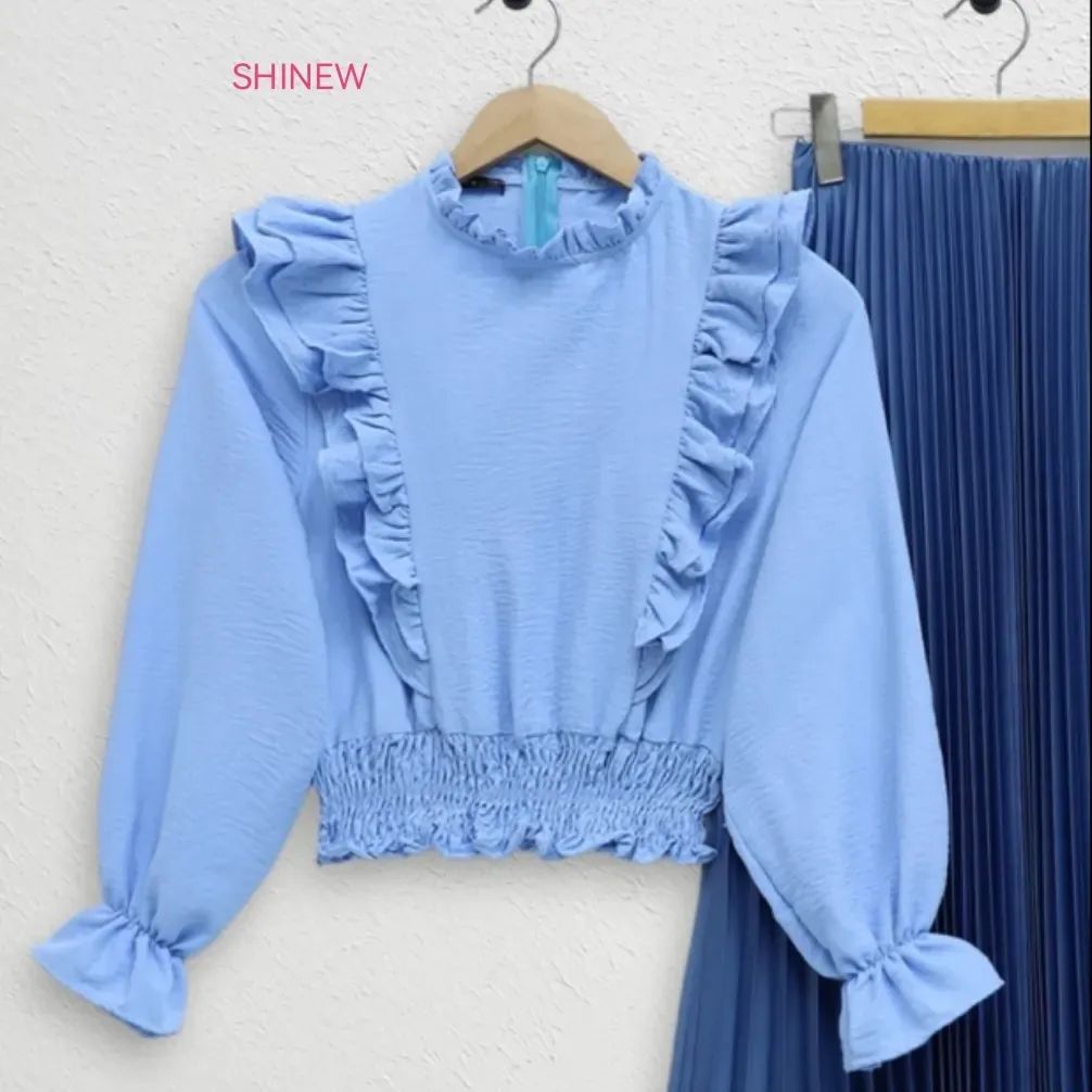 Light blue linen blouse