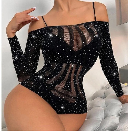 Long-Sleeve Fishnet Bodysuit