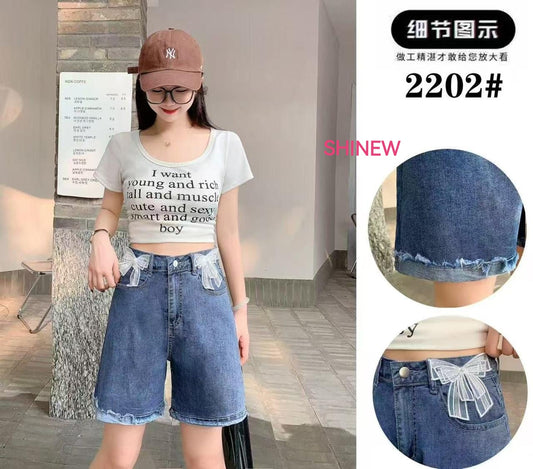 Medium-wash Denim Shorts