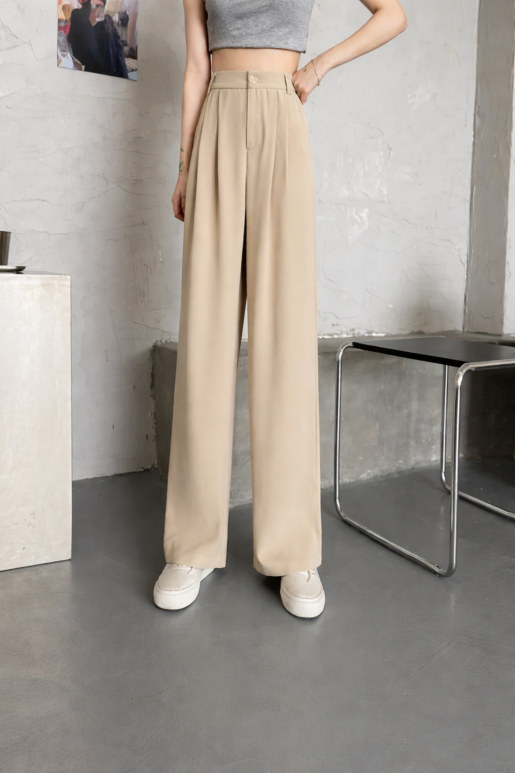 High-Waisted Wide-Leg Trousers