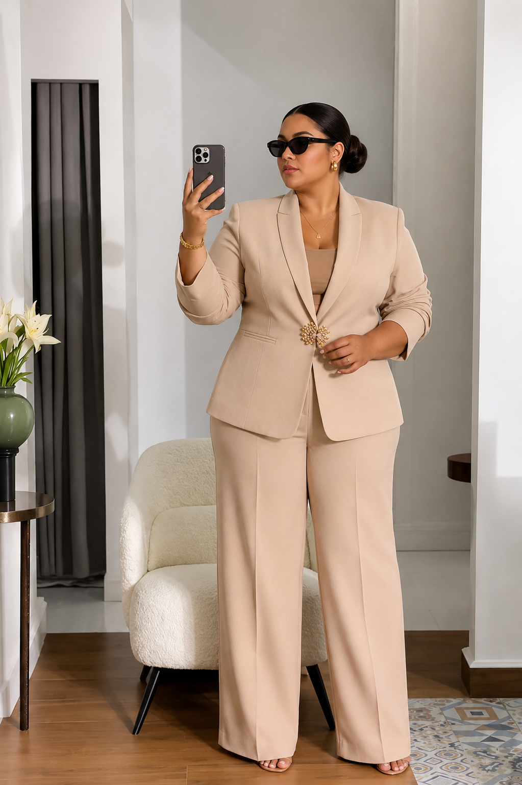Two-Piece Elegant Beige Suit