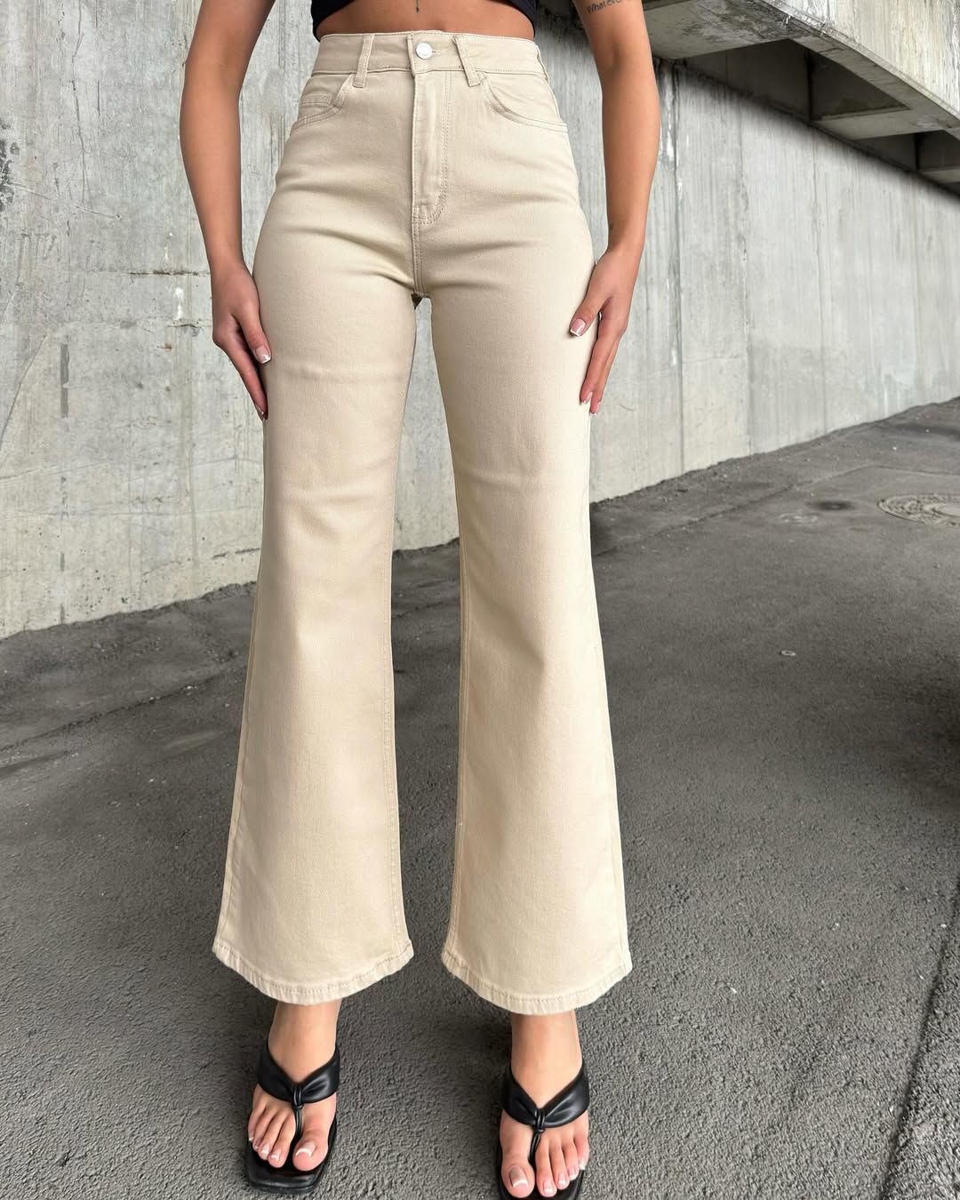 Miele Beige high-waisted Jeans