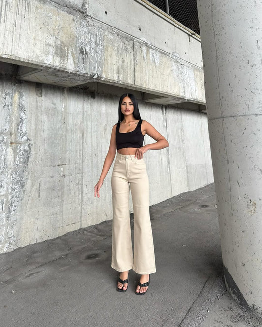 Miele Beige high-waisted Jeans