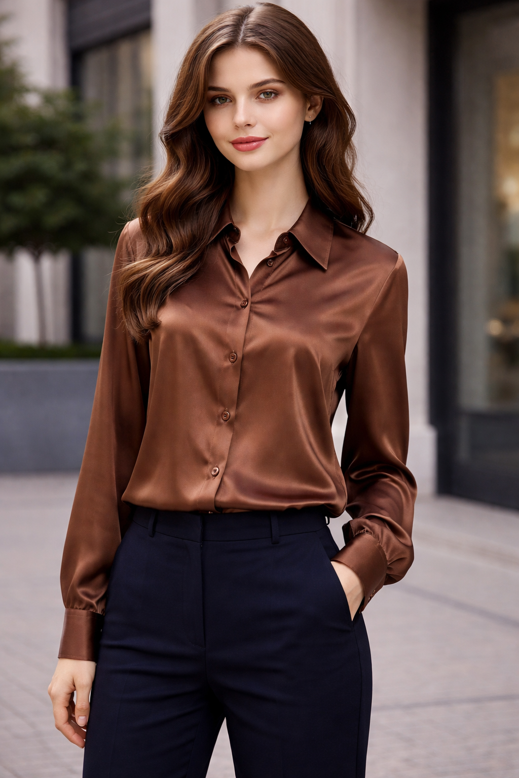 Deep Chocolate Brown Satin Chemise