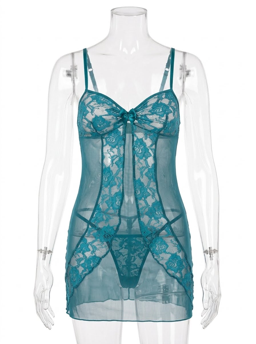 Alluring teal babydoll set