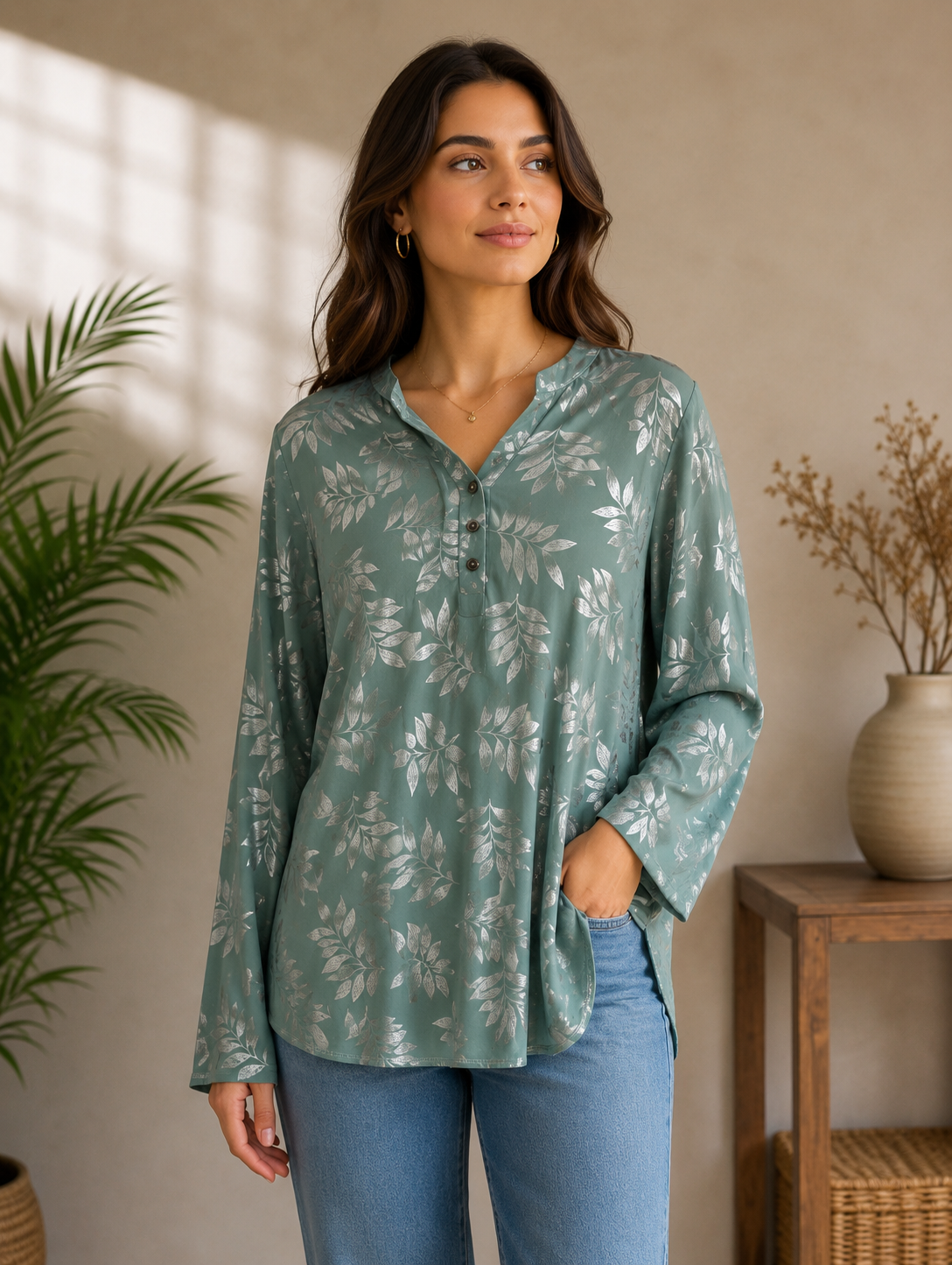 Relaxed-fit tunic blouse