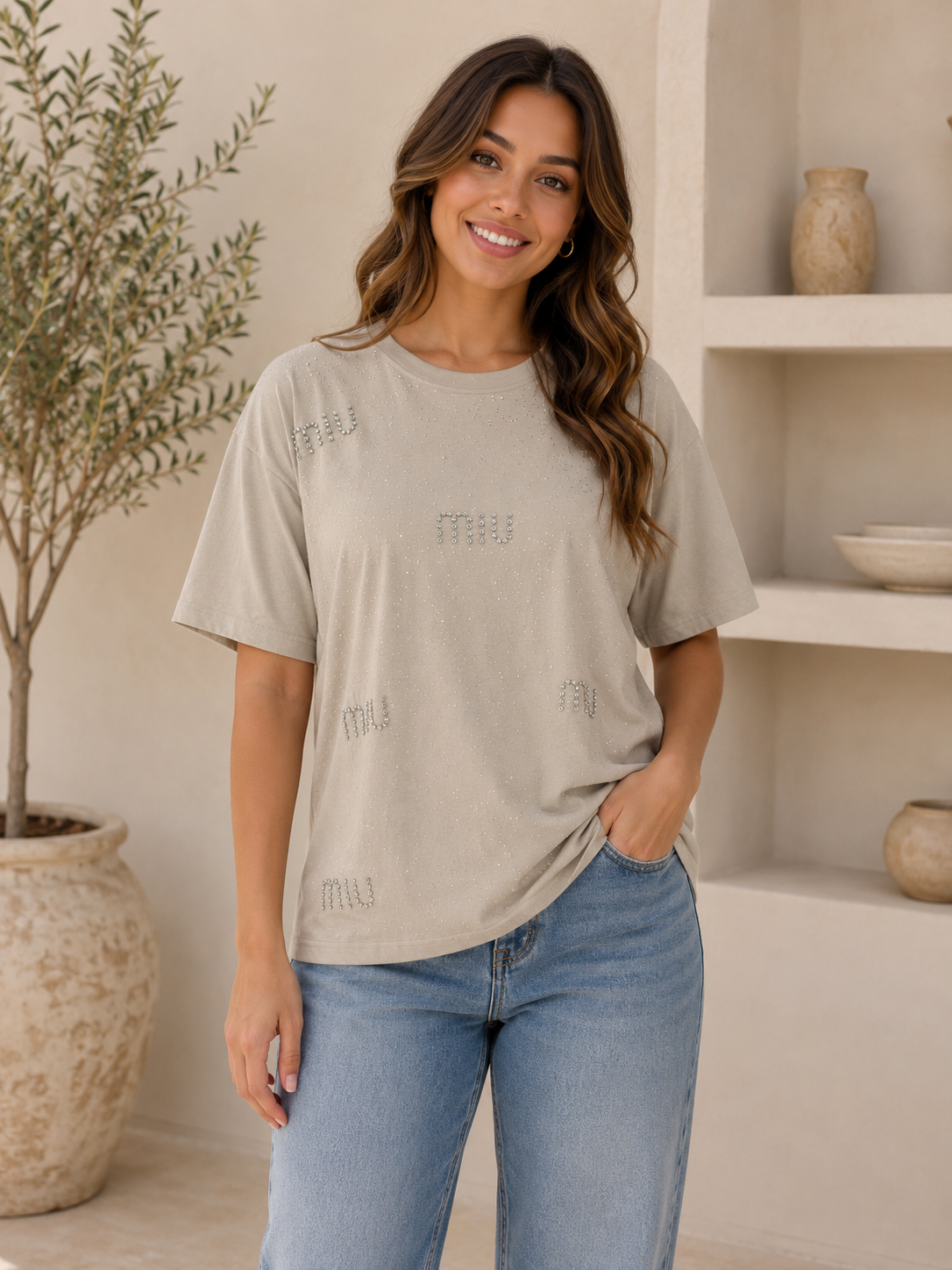 Crewneck sparkling oversize t-shirt