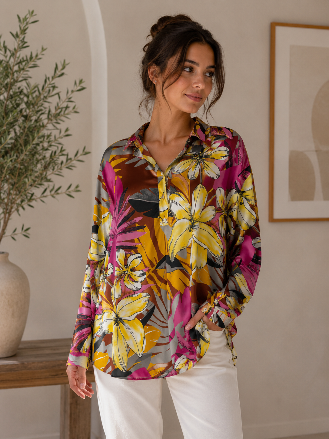 Satin-finish blouse
