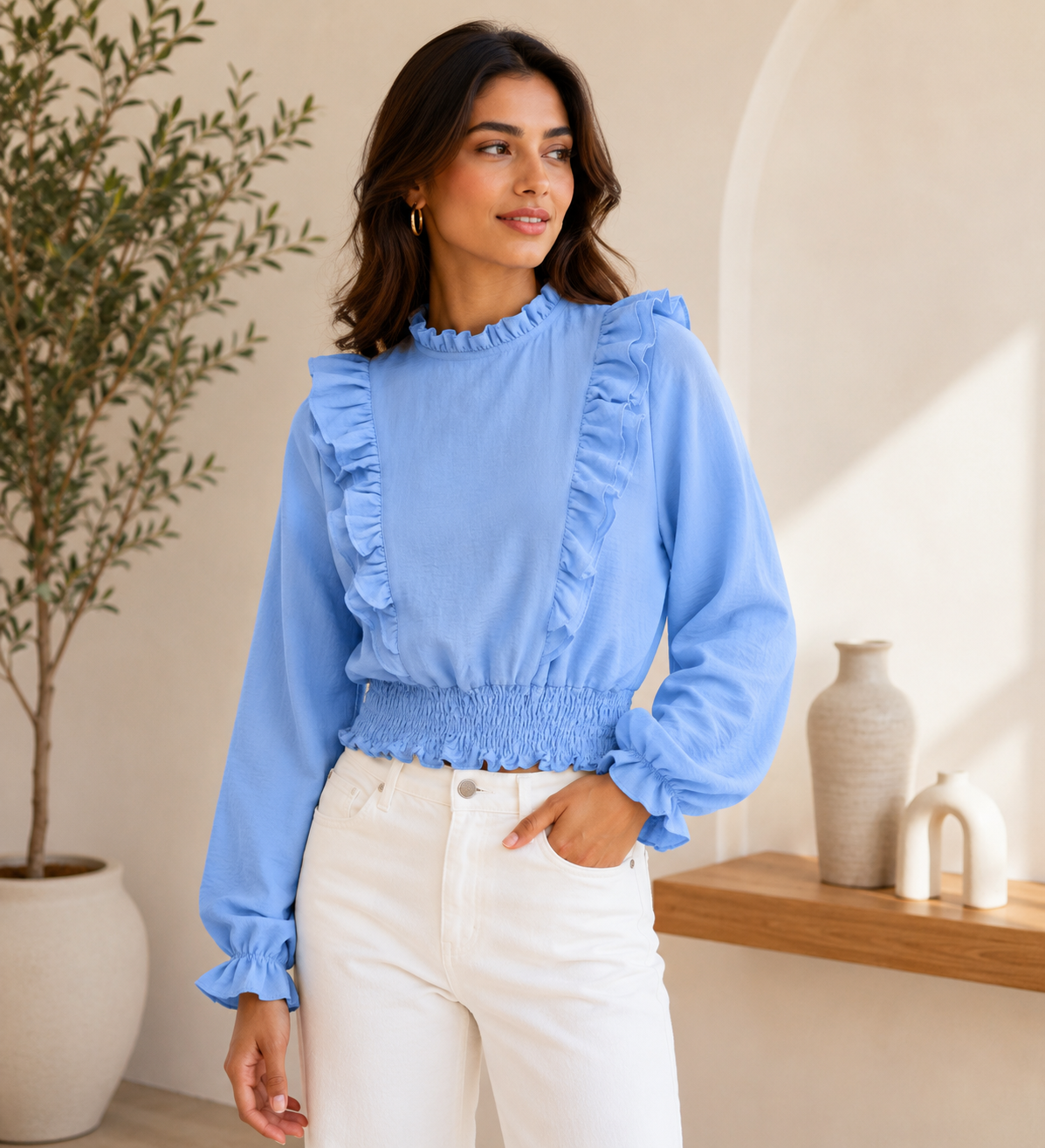 Light blue linen blouse