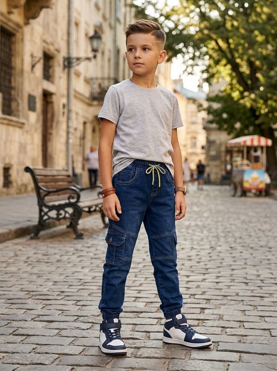 versatile boys' denim cargo jogger Jeans