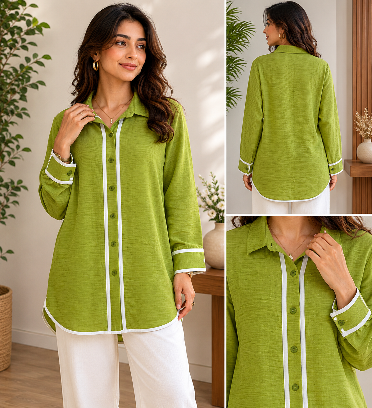 A relaxed, oversized long-sleeve chemise