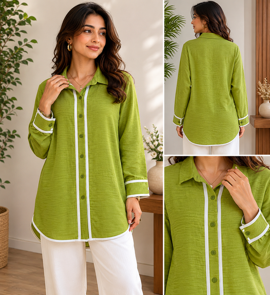 A relaxed, oversized long-sleeve chemise