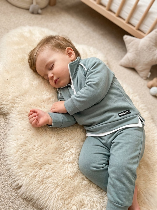 Boys Sage Green Mock-Neck Zip Sweatshirt & Jogger Set