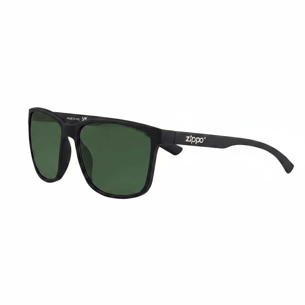 Black frame green lens sunglasses square image