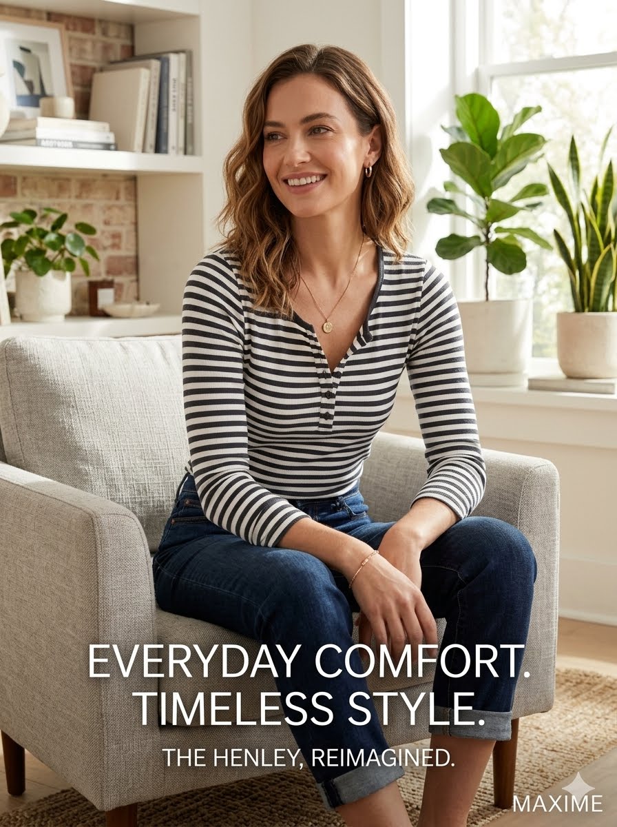 Timeless long-sleeve Henley top