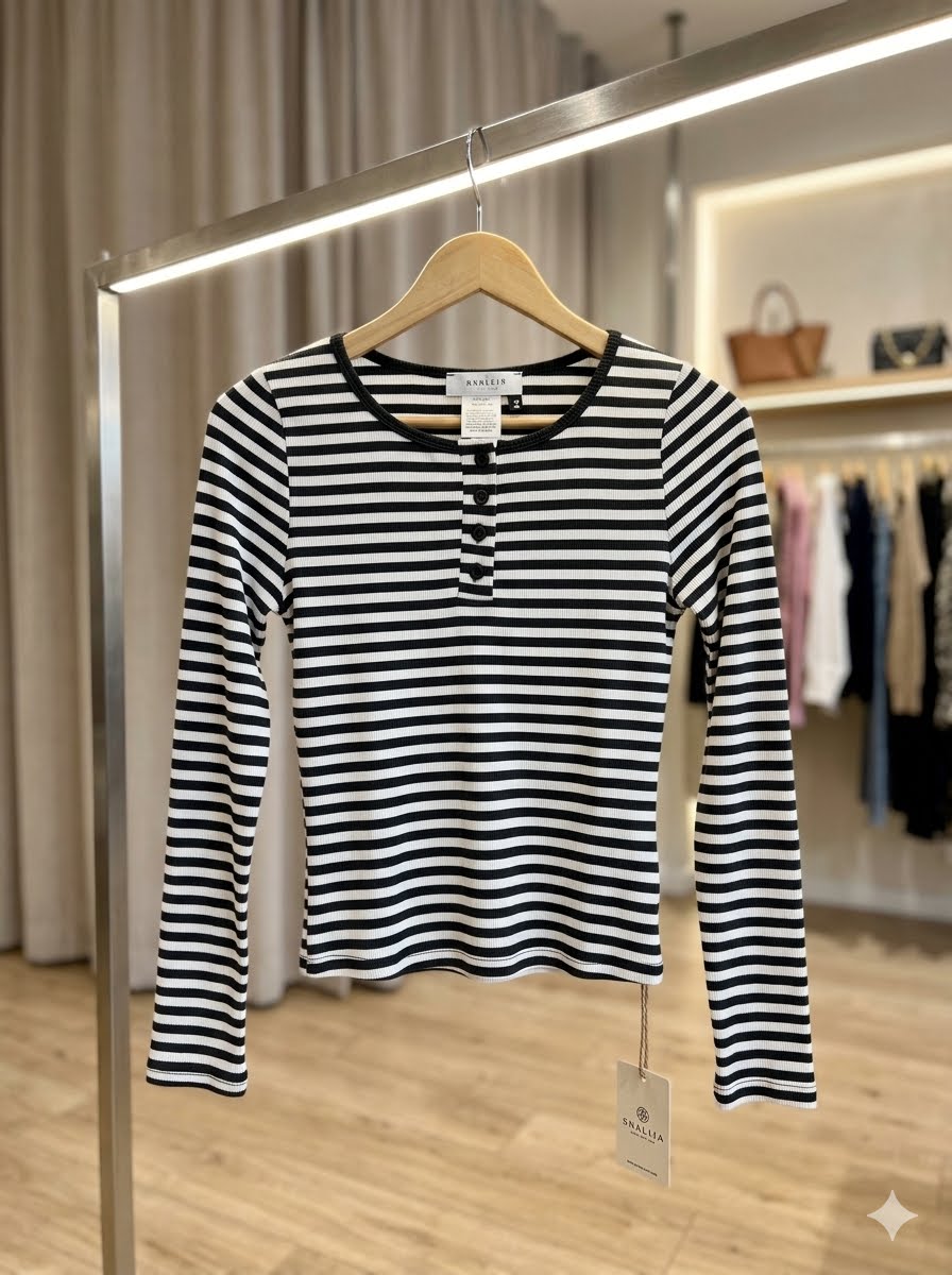 Timeless long-sleeve Henley top