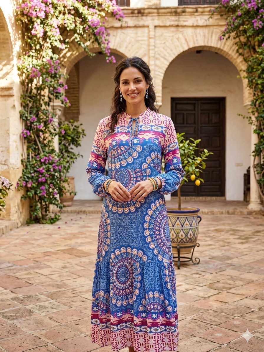 Vibrant bohemian-style maxi dress