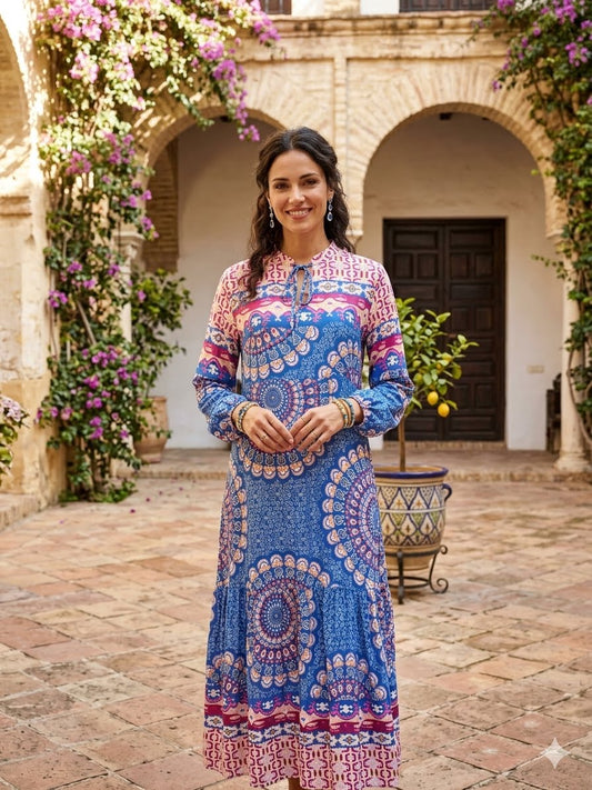 Vibrant bohemian-style maxi dress