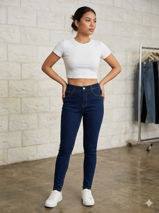 Coral High-Waisted Skinny Jeans