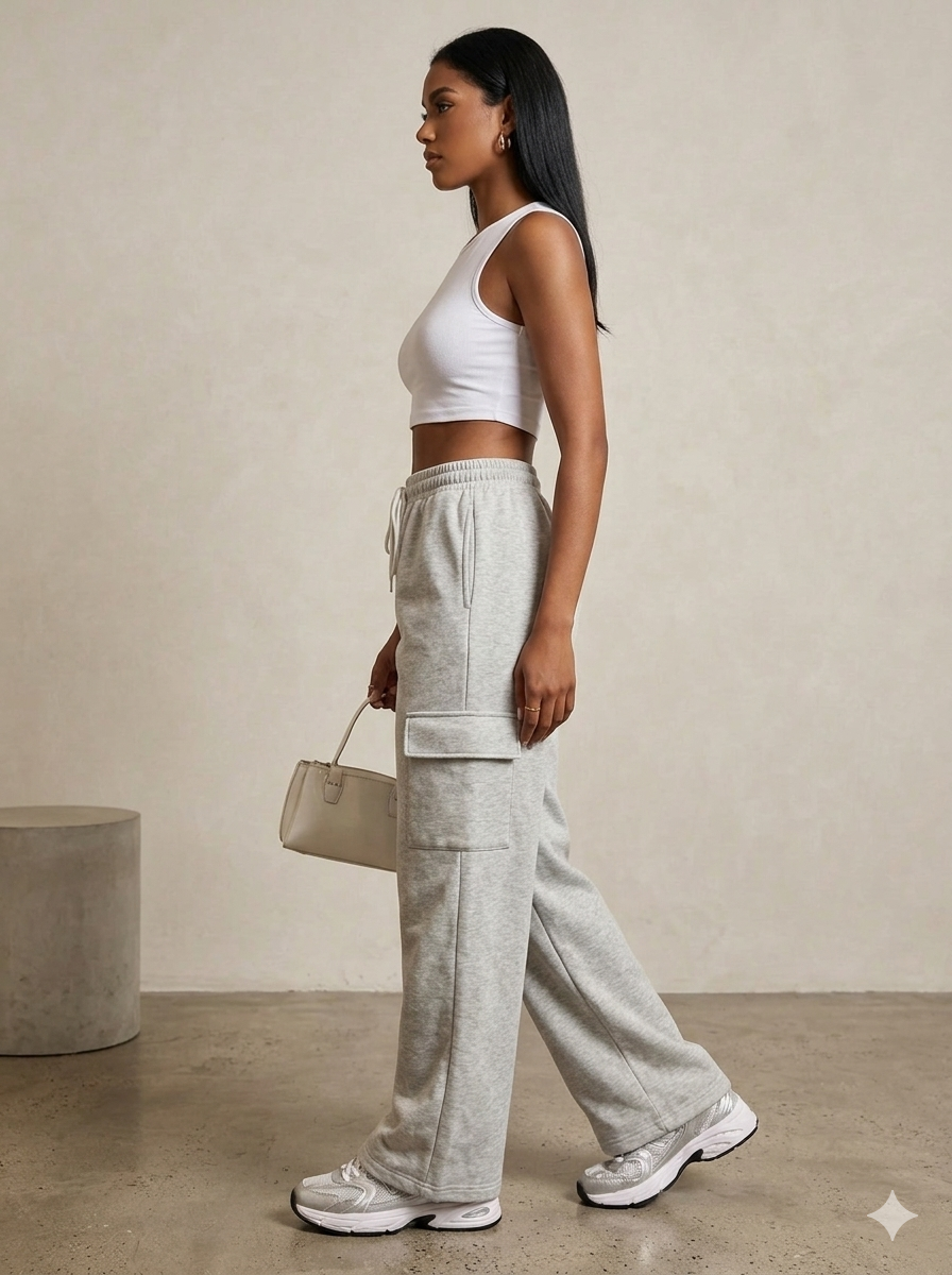 Heathered cargo sweatpants