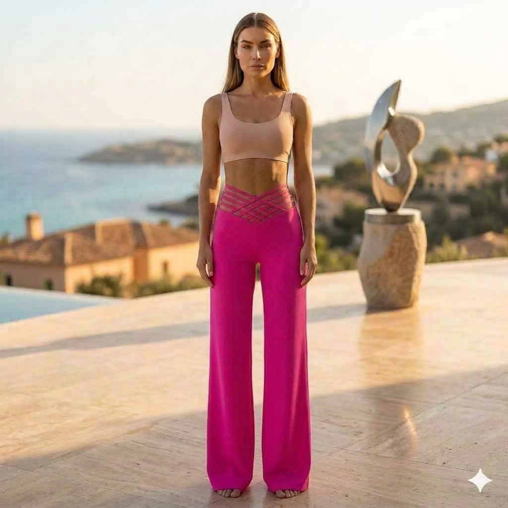 High-waisted, wide-leg pants