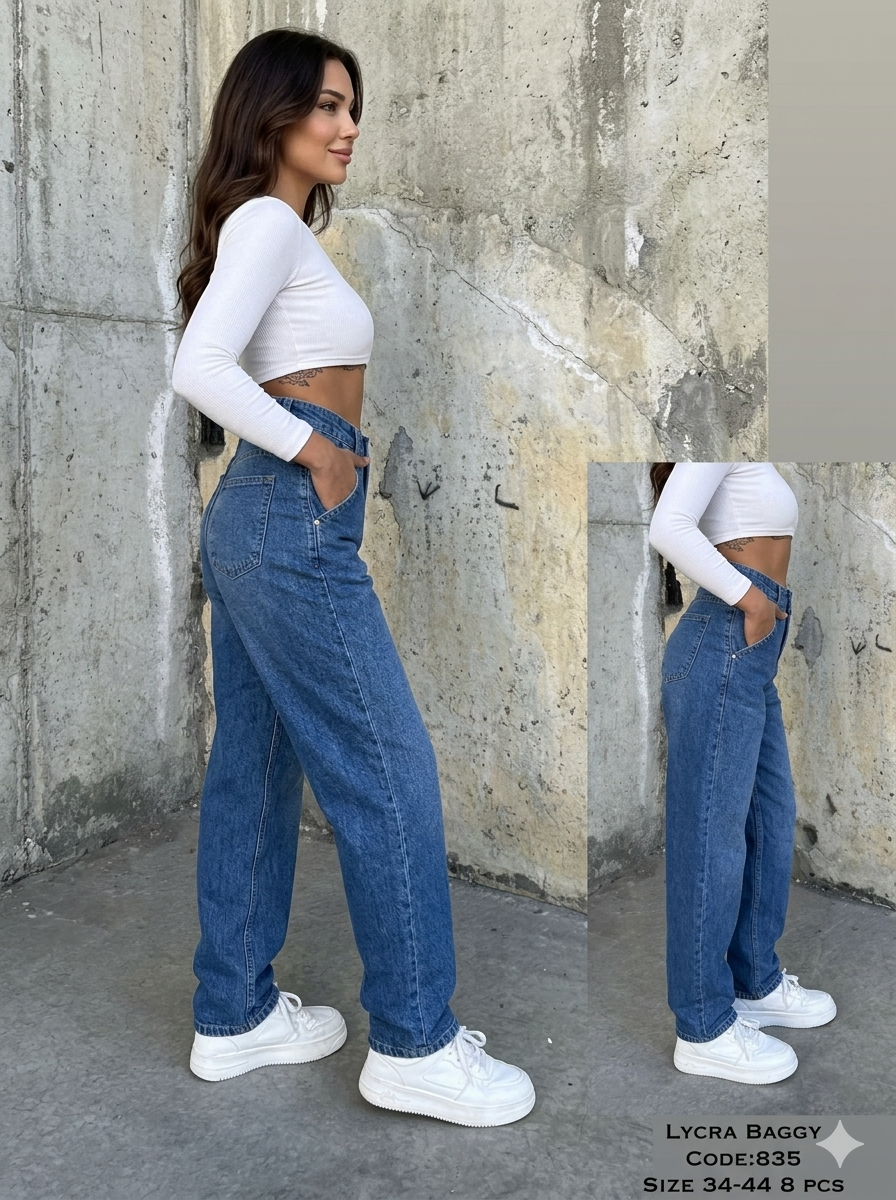 Miele Medium-Blue Wash Baggy Jeans