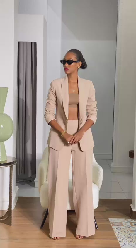 Two-Piece Elegant Beige Suit